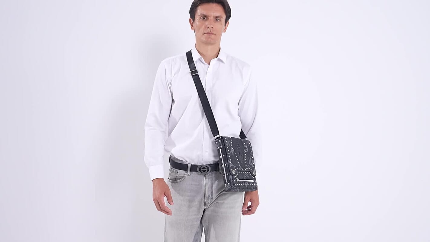 Passage Black Checkered Print Faux Leather Crossbody Bag with Shoulder Strap