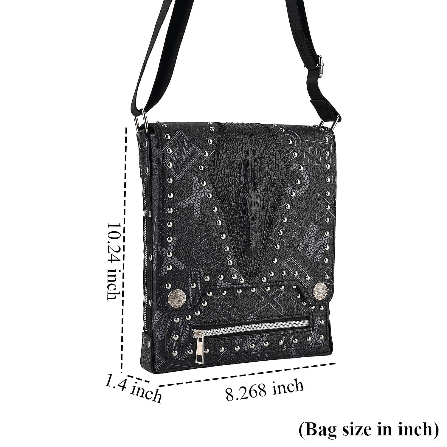 Passage Black Checkered Print Faux Leather Crossbody Bag with Shoulder Strap