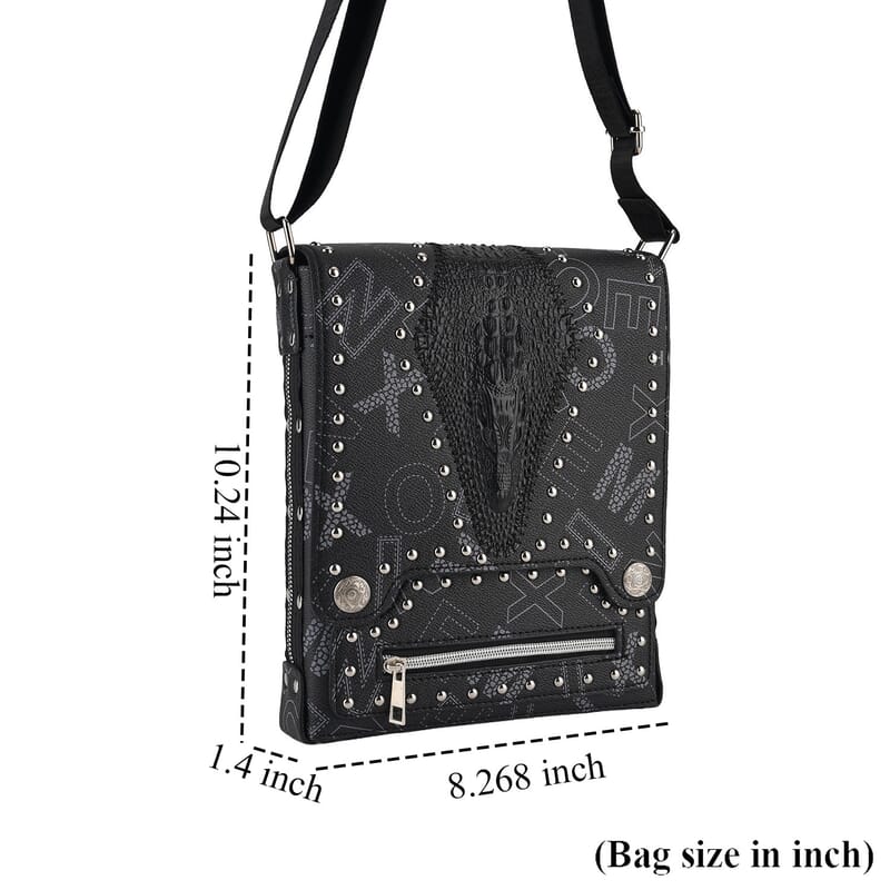 Passage Black Checkered Print Faux Leather Crossbody Bag with Shoulder Strap