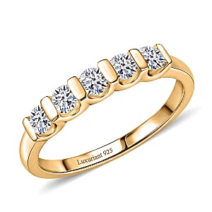 Luxuriant Lab Grown Diamond G-H SI 0.60 ctw 5 Stone Ring in 18K Vermeil Yellow Gold Over Sterling Silver (Size  10.0) (Del. In 10-12 Days)