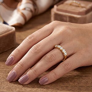 Luxuriant Lab Grown Diamond G-H SI 0.60 ctw 5 Stone Ring in 18K Vermeil Yellow Gold Over Sterling Silver (Size  10.0) (Del. In 10-12 Days)