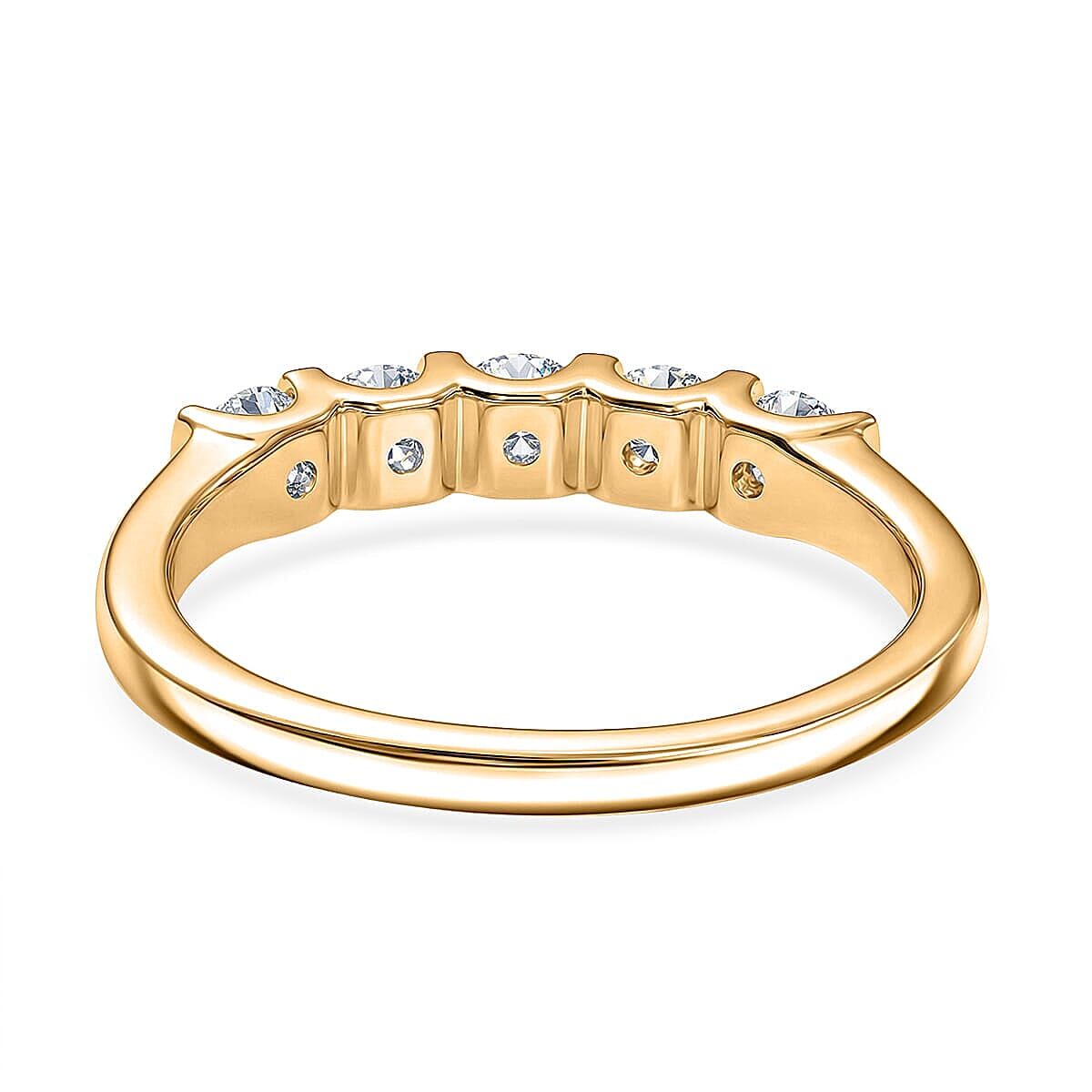 Luxuriant Lab Grown Diamond G-H SI 0.60 ctw 5 Stone Ring in 18K Vermeil Yellow Gold Over Sterling Silver (Size  10.0) (Del. In 10-12 Days) image number 4