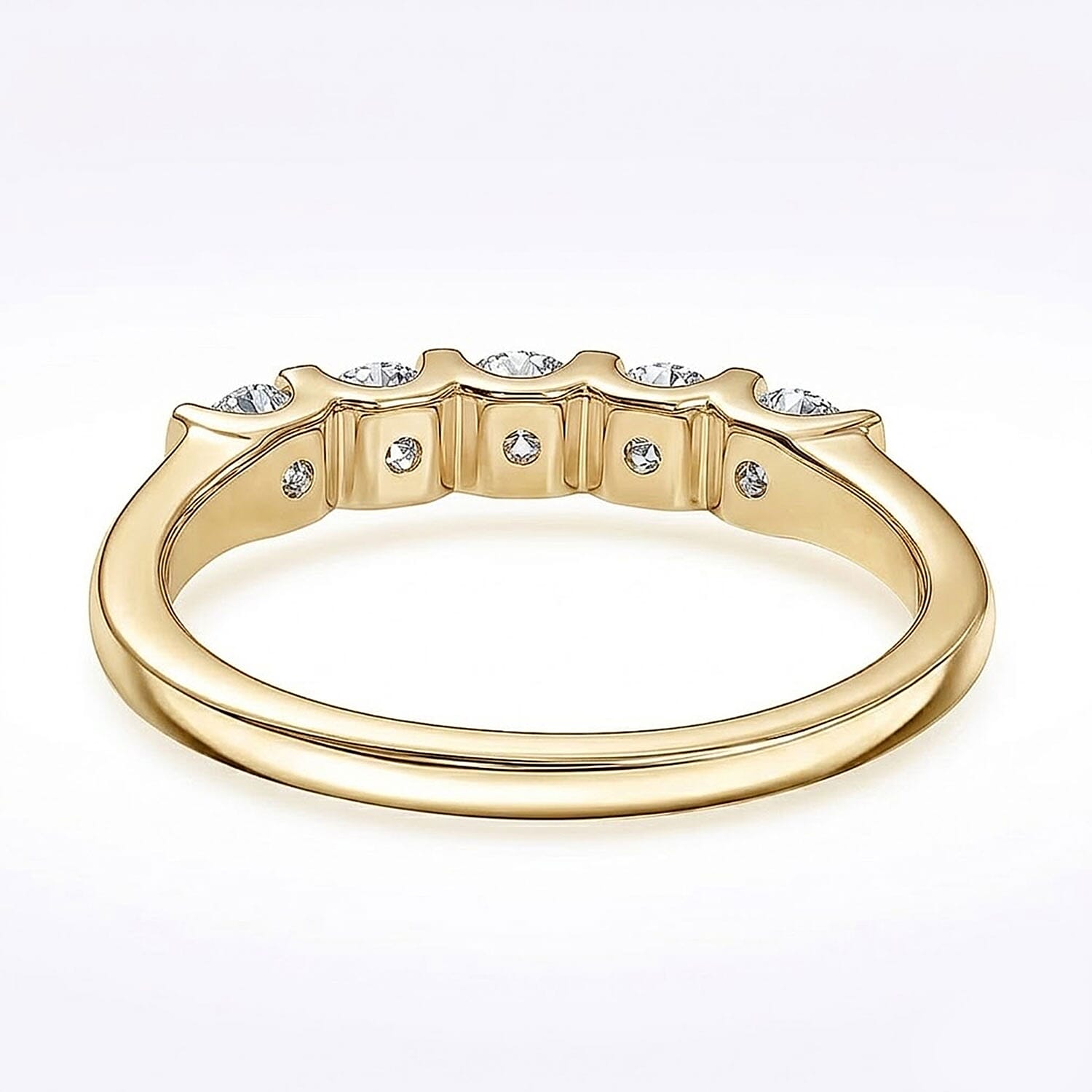 Luxuriant Lab Grown Diamond G-H SI 0.60 ctw 5 Stone Ring in 18K Vermeil Yellow Gold Over Sterling Silver (Size  10.0)