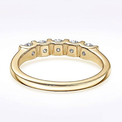 Luxuriant Lab Grown Diamond G-H SI 0.60 ctw 5 Stone Ring in 18K Vermeil Yellow Gold Over Sterling Silver (Size  10.0)