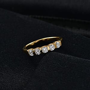 Luxuriant Lab Grown Diamond G-H SI 0.60 ctw 5 Stone Ring in 18K Vermeil Yellow Gold Over Sterling Silver (Size  7.0) (Del. In 10-12 Days)