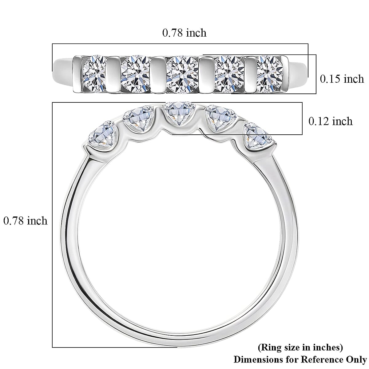 Luxuriant Lab Grown Diamond G-H SI 0.60 ctw Ring in Rhodium Over Sterling Silver (Size  7.0) (Del. In 10-12 Days) image number 5