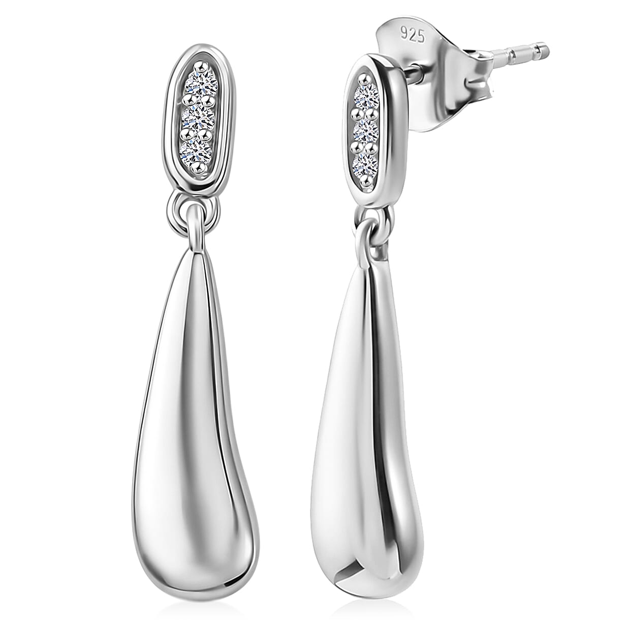 Luxuriant Lab Grown Diamond G-H SI 0.10 ctw Teardrop Earrings in Platinum Over Sterling Silver