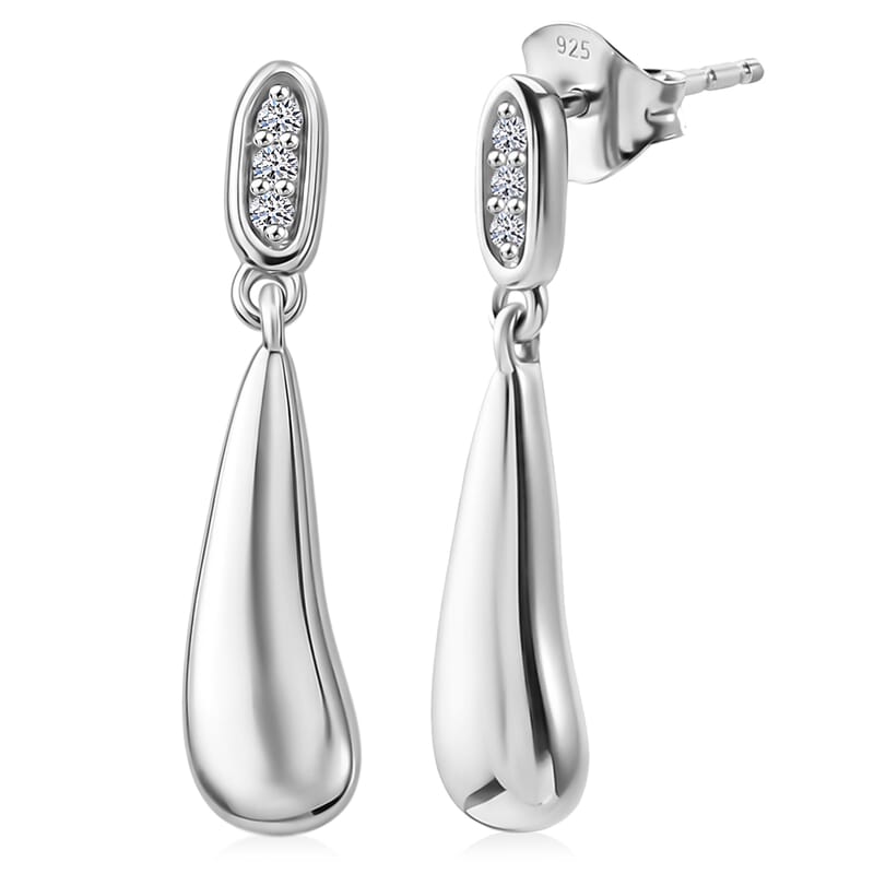 Luxuriant Lab Grown Diamond G-H SI 0.10 ctw Teardrop Earrings in Platinum Over Sterling Silver