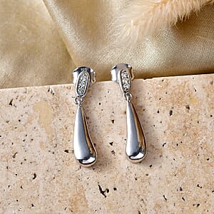 Luxuriant Lab Grown Diamond G-H SI 0.10 ctw Teardrop Earrings in Platinum Over Sterling Silver