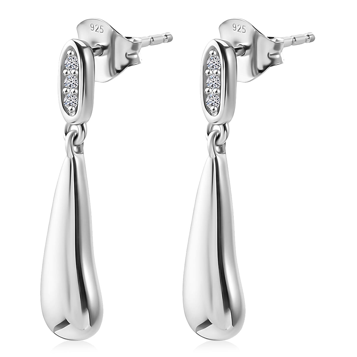 Luxuriant Lab Grown Diamond G-H SI 0.10 ctw Teardrop Earrings in Platinum Over Sterling Silver image number 3