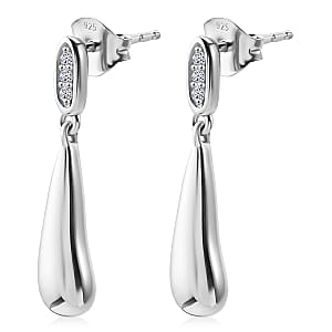 Luxuriant Lab Grown Diamond G-H SI 0.10 ctw Teardrop Earrings in Platinum Over Sterling Silver