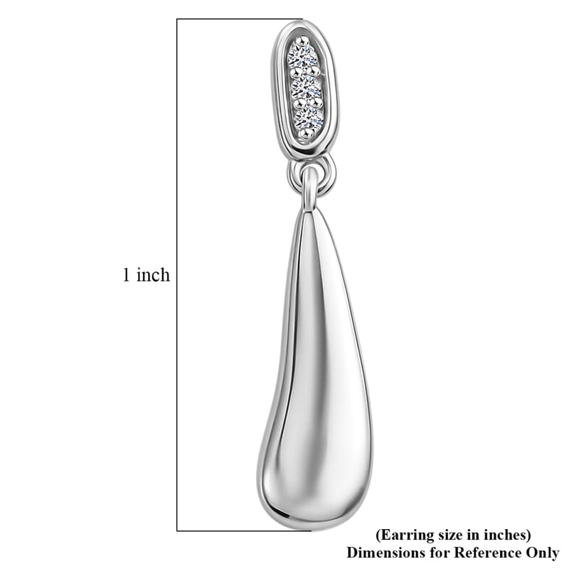 Luxuriant Lab Grown Diamond G-H SI 0.10 ctw Teardrop Earrings in Platinum Over Sterling Silver