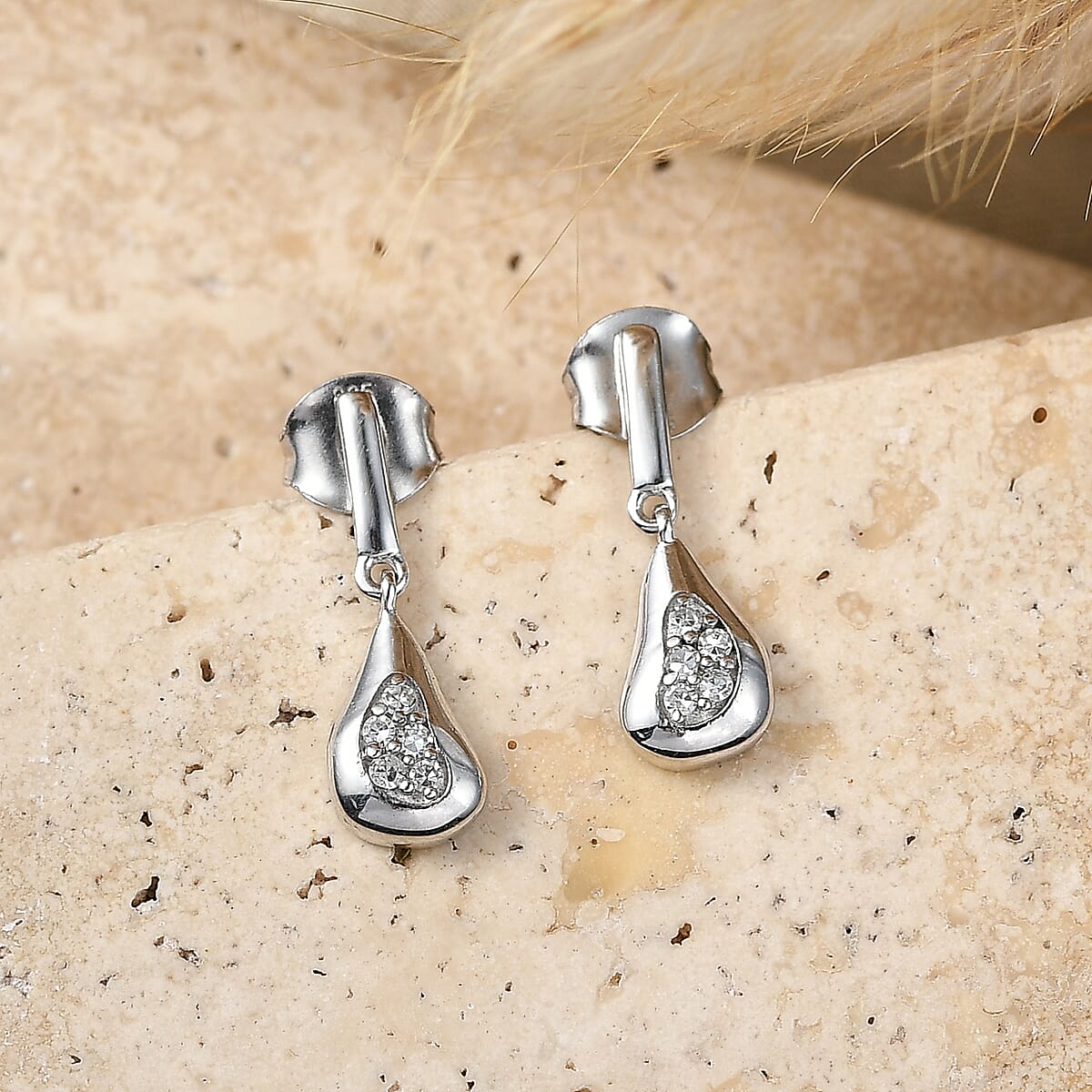 Luxuriant Lab Grown Diamond G-H SI 0.10 ctw Dangling Earrings in Platinum Over Sterling Silver image number 1