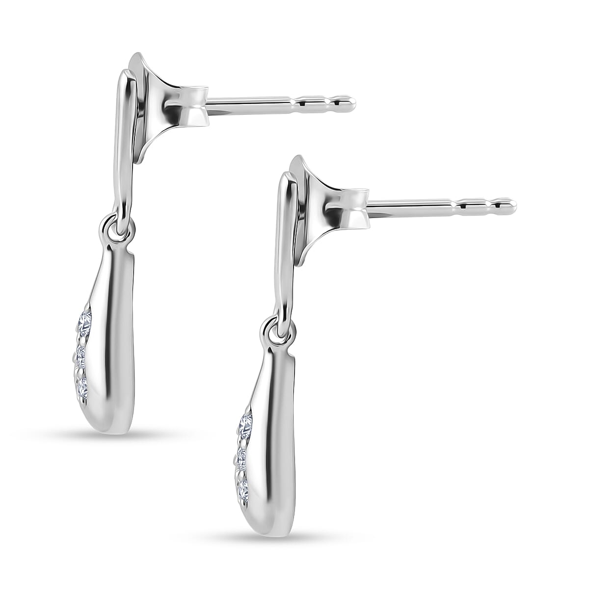 Luxuriant Lab Grown Diamond G-H SI 0.10 ctw Dangling Earrings in Platinum Over Sterling Silver