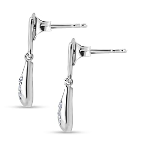 Luxuriant Lab Grown Diamond G-H SI 0.10 ctw Dangling Earrings in Platinum Over Sterling Silver