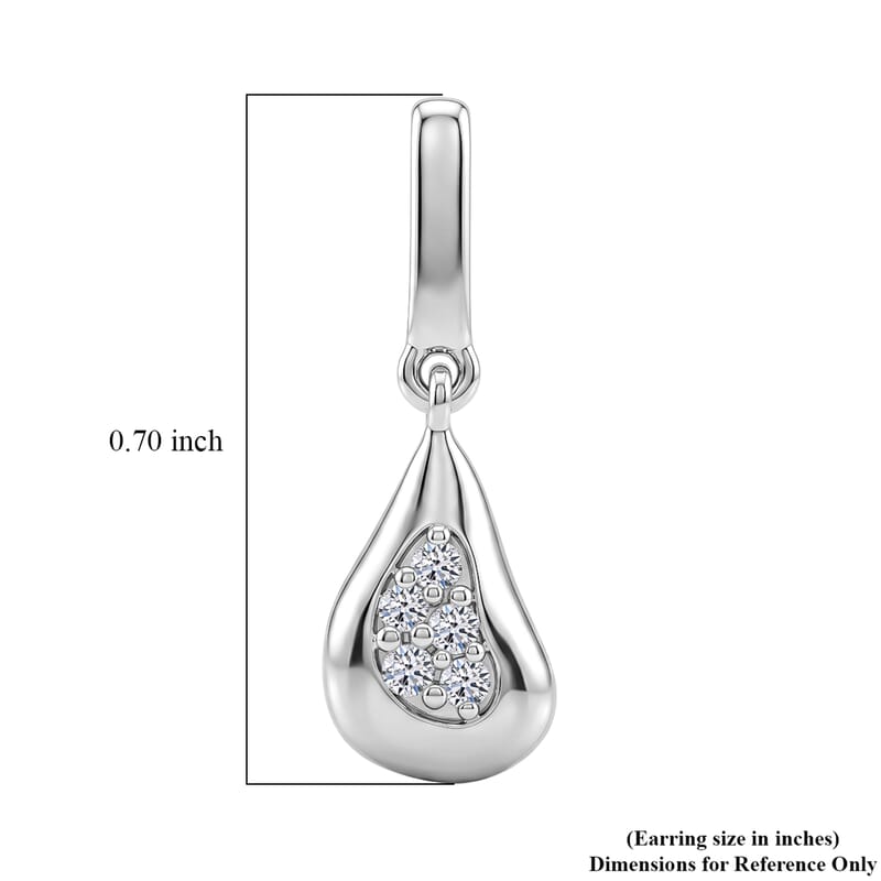 Luxuriant Lab Grown Diamond G-H SI 0.10 ctw Dangling Earrings in Platinum Over Sterling Silver