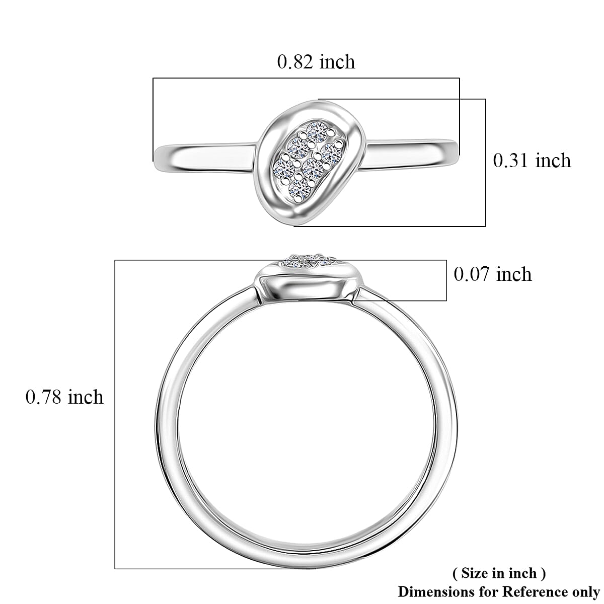 Luxuriant Lab Grown Diamond G-H SI 0.06 ctw Ring in Platinum Over Sterling Silver (Size 10.0) image number 5