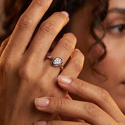 Luxuriant Lab Grown Diamond G-H SI 0.06 ctw Ring in Platinum Over Sterling Silver (Size 6.0)