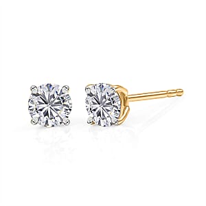 IGI Certified Luxuriant 14K Yellow Gold  VS   Lab Grown Diamond  EF, VS Solitaire Stud Push Post Earring 1.00 ctw