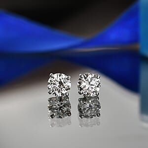 IGI Certified Luxuriant 14K Yellow Gold  VS   Lab Grown Diamond  EF, VS Solitaire Stud Push Post Earring 1.00 ctw