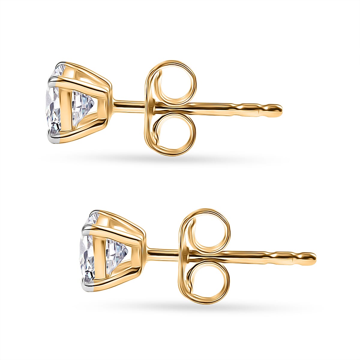 IGI Certified Luxuriant 14K Yellow Gold  VS   Lab Grown Diamond  EF, VS Solitaire Stud Push Post Earring 1.00 ctw image number 3