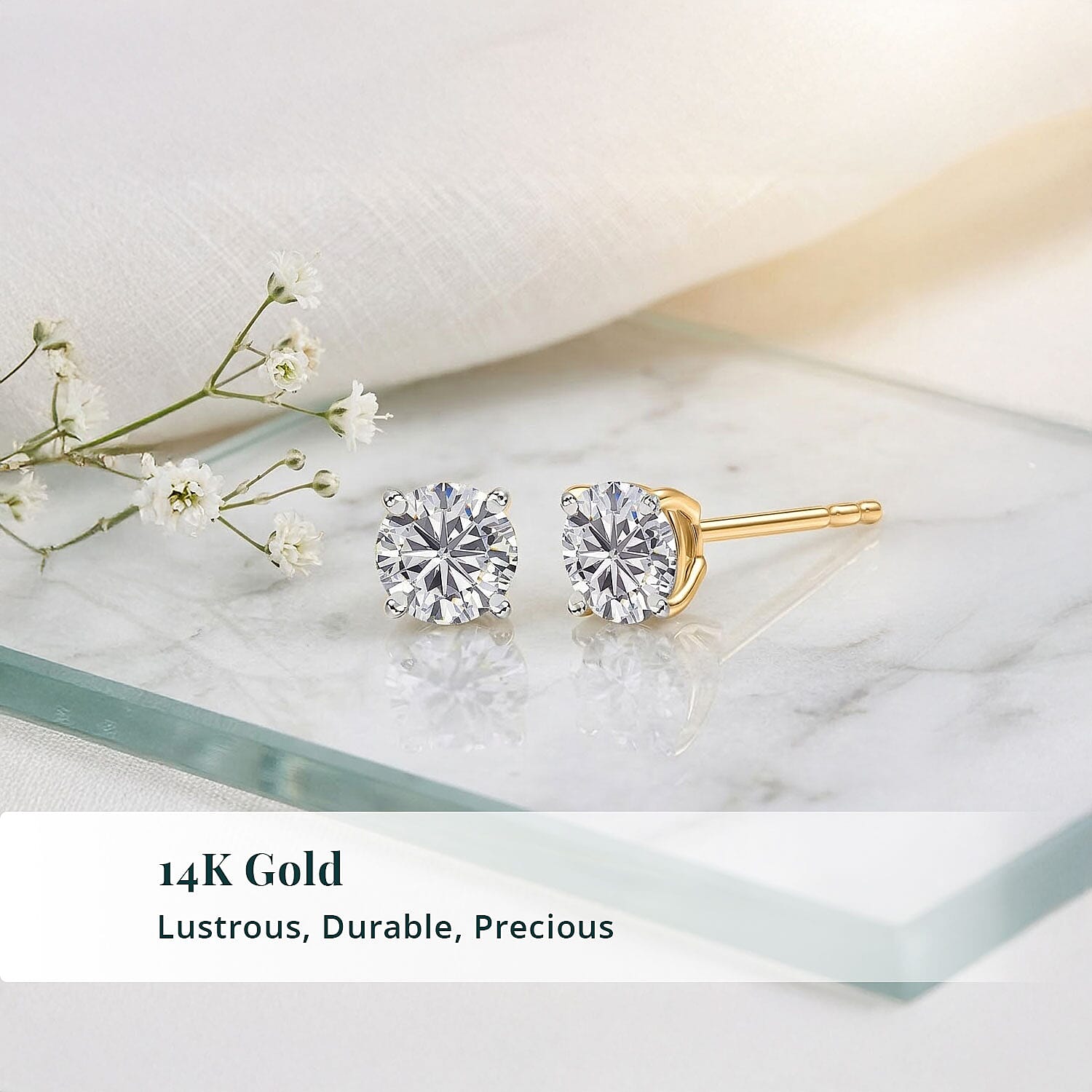 IGI Certified Luxuriant Lab Grown Diamond E-F VS 1.00 ctw Earrings in 14K Yellow Gold