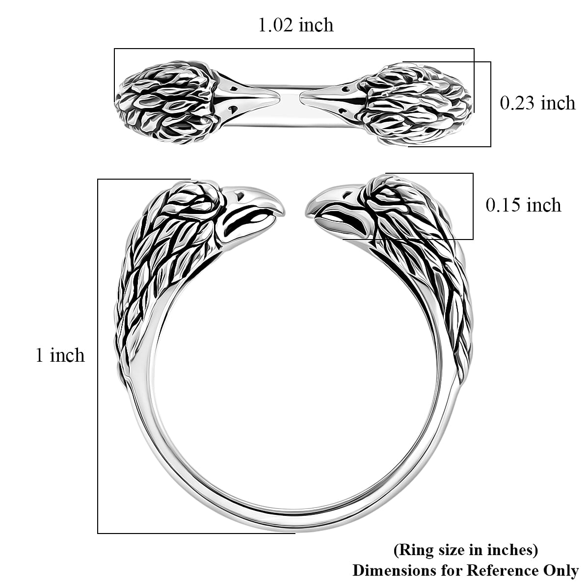 D'Joy Bali Legacy Egle Ring in Sterling Silver (Size 5.0) 3.80 Grams