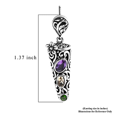 D'Joy Bali Legacy African Amethyst and Multi Gemstone 1.50 ctw Earrings in Sterling Silver
