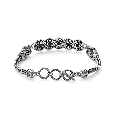 D'Joy Bali Legacy Blue Star Sapphire (DF) and Orissa Rhodolite Garnet 7.90 ctw Dragon Bracelet in Sterling Silver (6.50-8.0In)