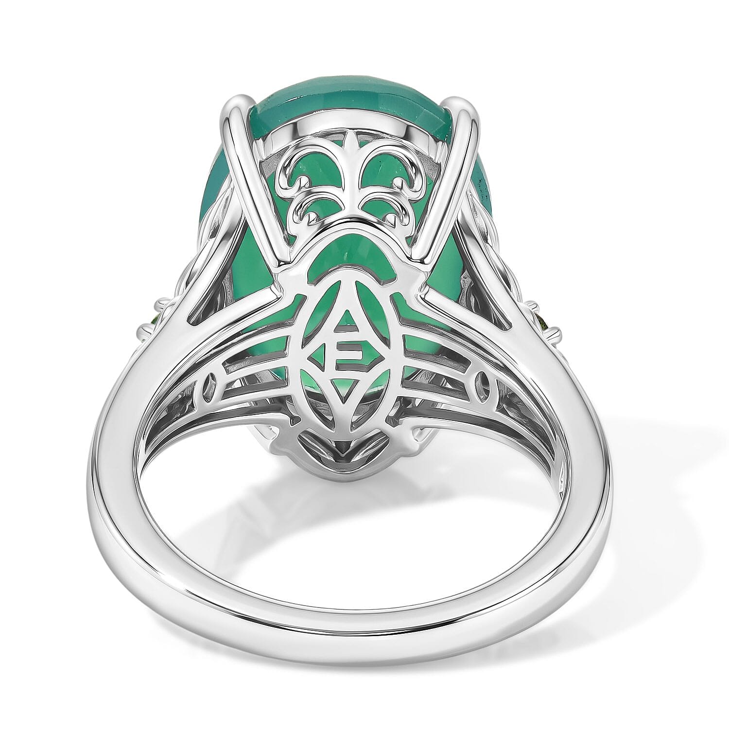 EverTrue Verde Onyx and Chrome Diopside 8.00 ctw Ring in 18K YG Plated and Platinum Bond (Size 10.0)