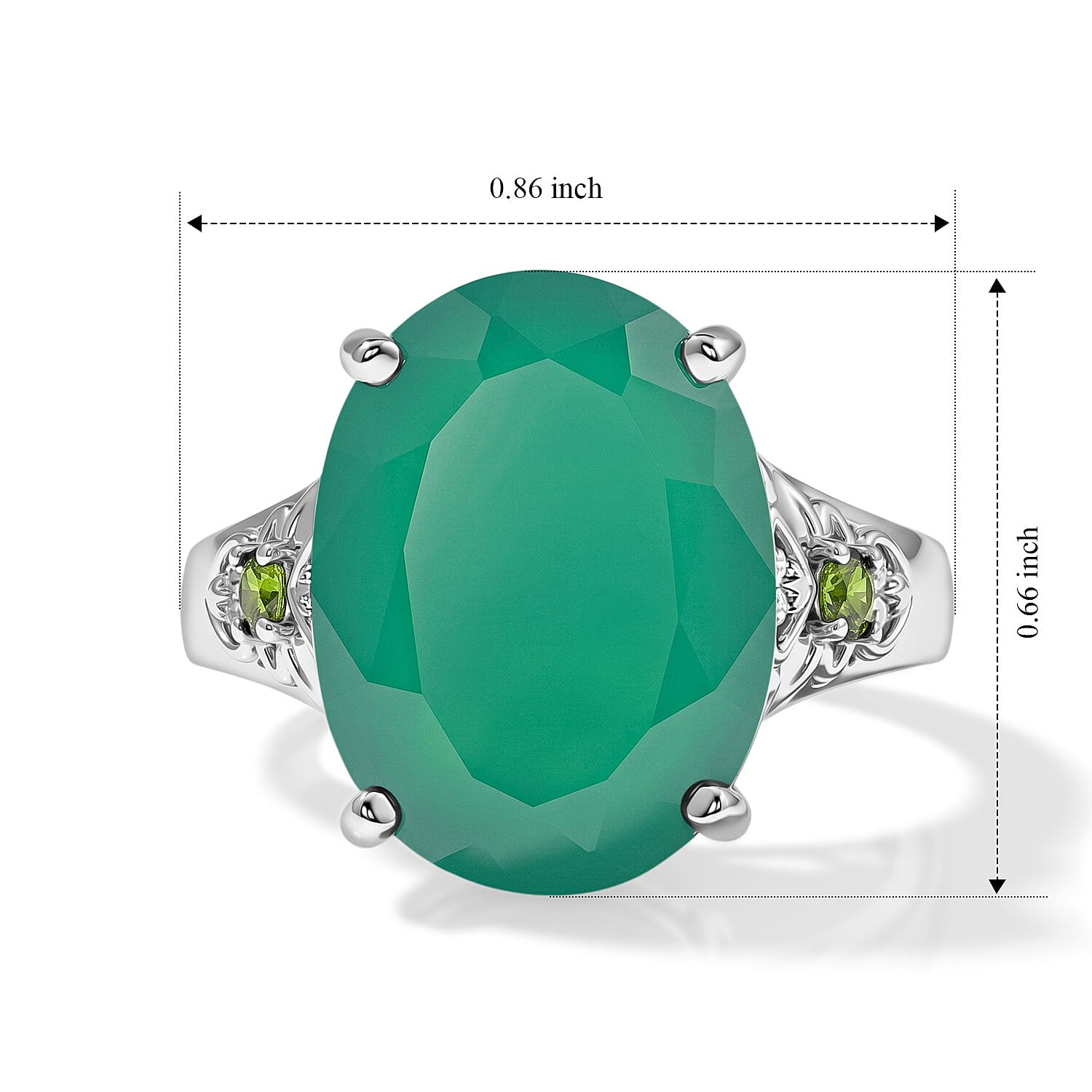 EverTrue Verde Onyx and Chrome Diopside 8.00 ctw Ring in 18K YG Plated and Platinum Bond (Size 10.0)