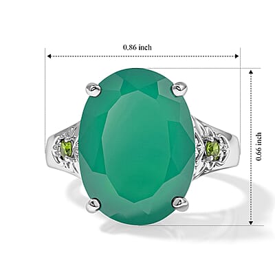 EverTrue Verde Onyx and Chrome Diopside 8.00 ctw Ring in 18K YG Plated and Platinum Bond (Size 6.0)