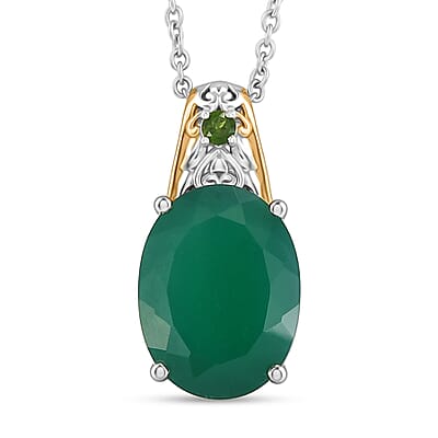 EverTrue Verde Onyx and Chrome Diopside 8.00 ctw Ring in 18K YG Plated and Platinum Bond (Size 7.0)