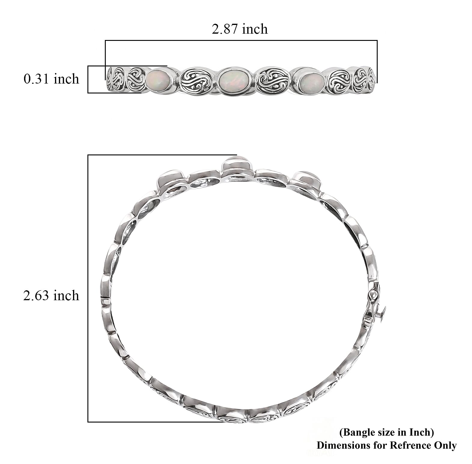 D'Joy Bali Legacy Ethiopian Welo Opal 1.50 ctw Bangle Bracelet in Sterling Silver (7.25 In)