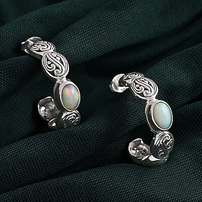 D'Joy Bali Legacy Ethiopian Welo Opal 1.00 ctw Earrings in Sterling Silver