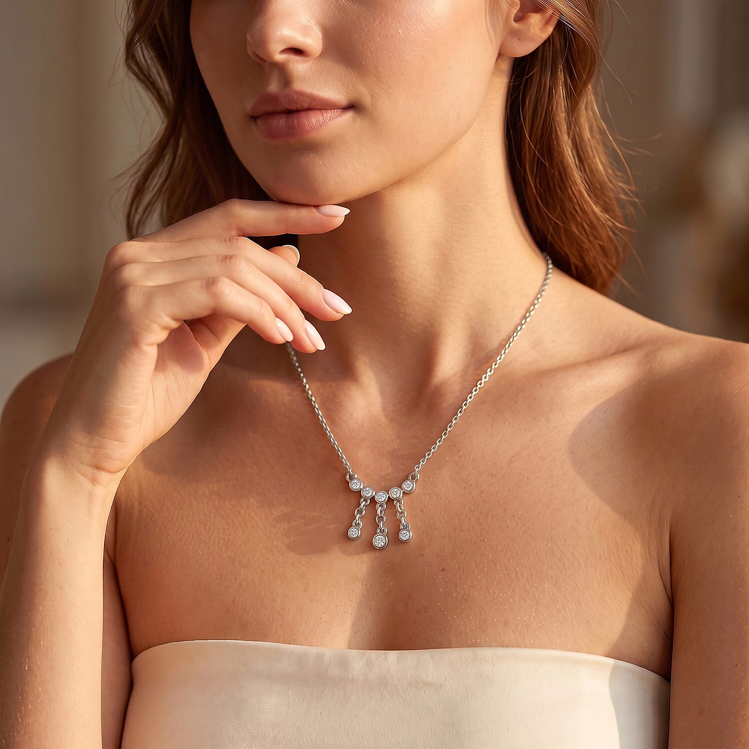 Luxuriant Lab Grown Diamond G-H SI 0.25 ctw Necklace in Rhodium Over Sterling Silver 20 Inches