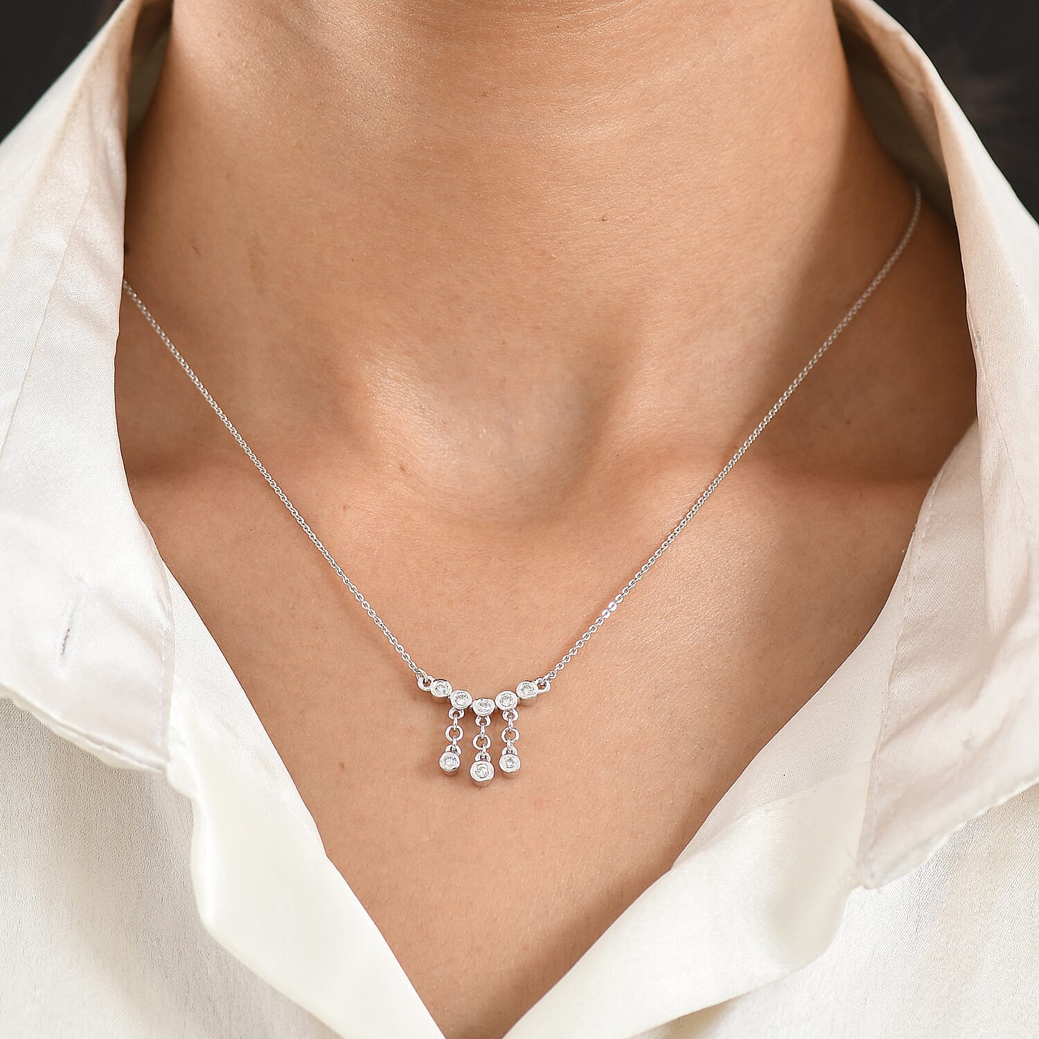 Luxuriant Lab Grown Diamond G-H SI 0.25 ctw Necklace in Rhodium Over Sterling Silver 20 Inches