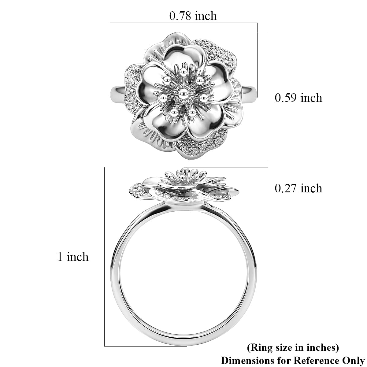 Bloom of Power Ring in 950 Palladium (Size 6.0) 4.07 Grams (Del. in 10-12 Days) image number 5