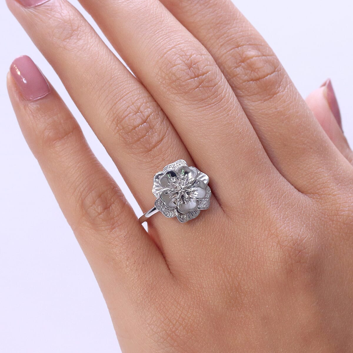 Floral Ring 950 Palladium (Size 7.0) 4.07 Grams image number 2