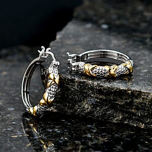 D'Joy XOXO Hoop Earrings in 18K Vermeil YG and Rhodium Over Sterling Silver 6.25 Grams