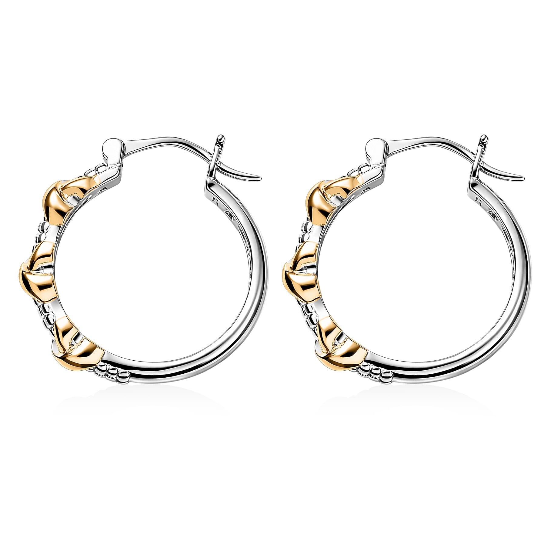 D'Joy XOXO Hoop Earrings in 18K Vermeil YG and Rhodium Over Sterling Silver 6.25 Grams
