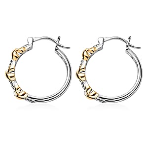 D'Joy XOXO Hoop Earrings in 18K Vermeil YG and Rhodium Over Sterling Silver 6.25 Grams