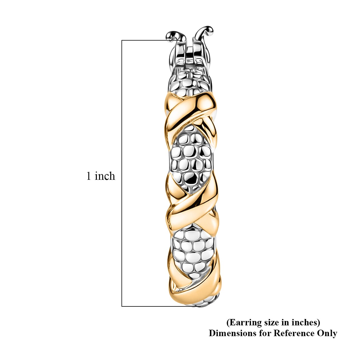 D'Joy XOXO Hoop Earrings in 18K Vermeil YG and Rhodium Over Sterling Silver 6.25 Grams