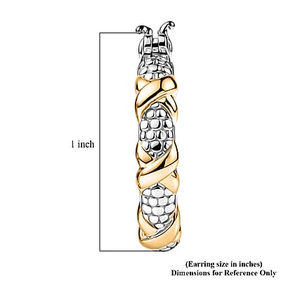 D'Joy XOXO Hoop Earrings in 18K Vermeil YG and Rhodium Over Sterling Silver 6.25 Grams