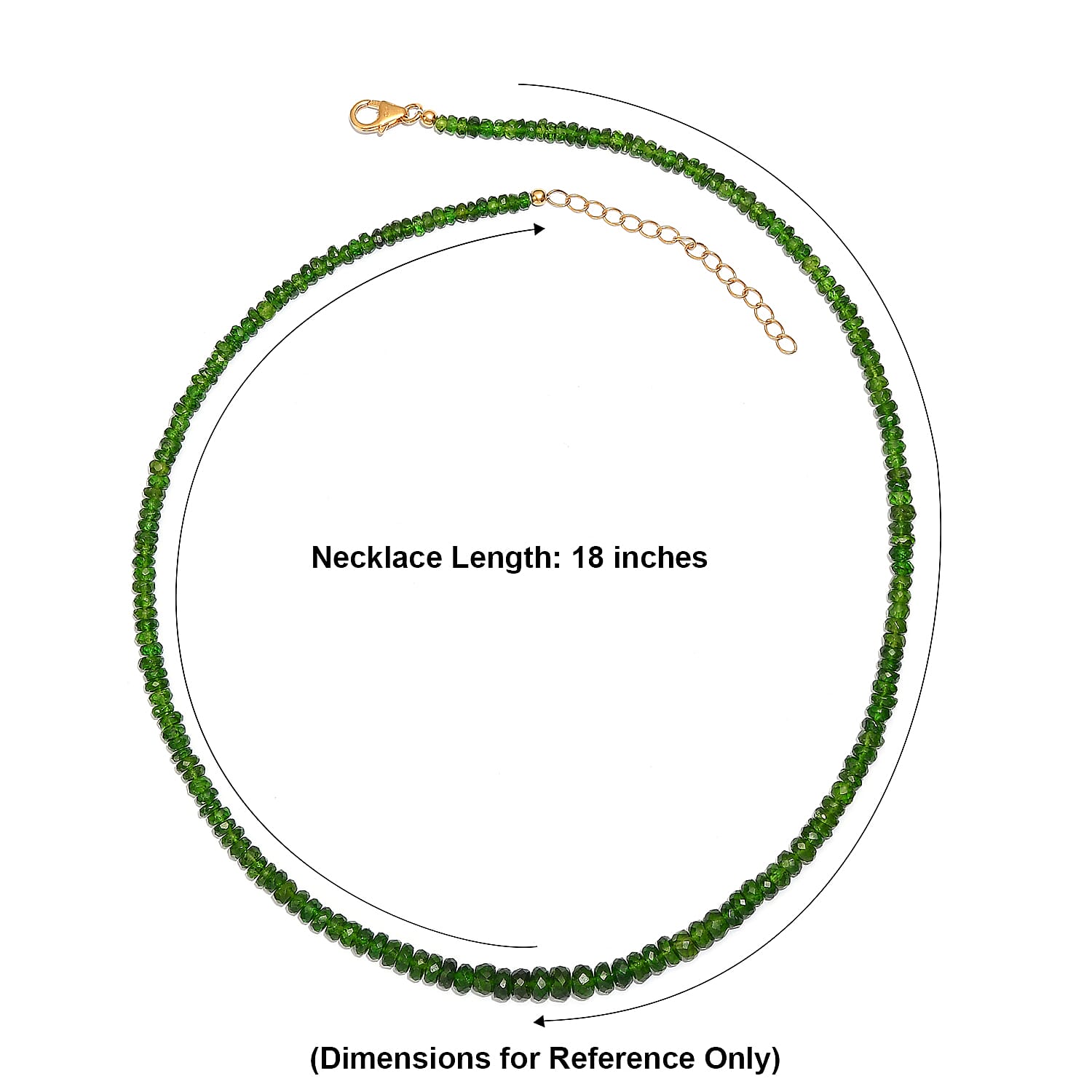 D'Joy Premium Verde Onyx 50.00 ctw Beaded Necklace in 18K Vermeil Yellow Gold Over Sterling Silver 18-20 Inches