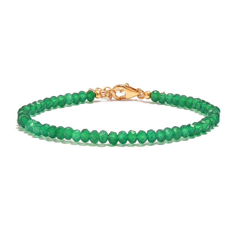 D'Joy Premium Verde Onyx 20.00 ctw Beaded Bracelet in 18K Vermeil Yellow Gold Over Sterling Silver (7.25-9.25In)