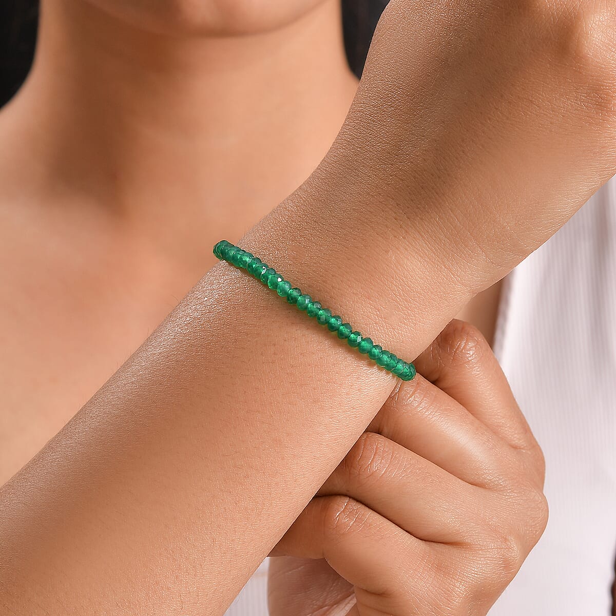 D'Joy Premium Verde Onyx 20.00 ctw Bracelet in 18K Vermeil Yellow Gold Over Sterling Silver (7.25-9.25In) image number 2