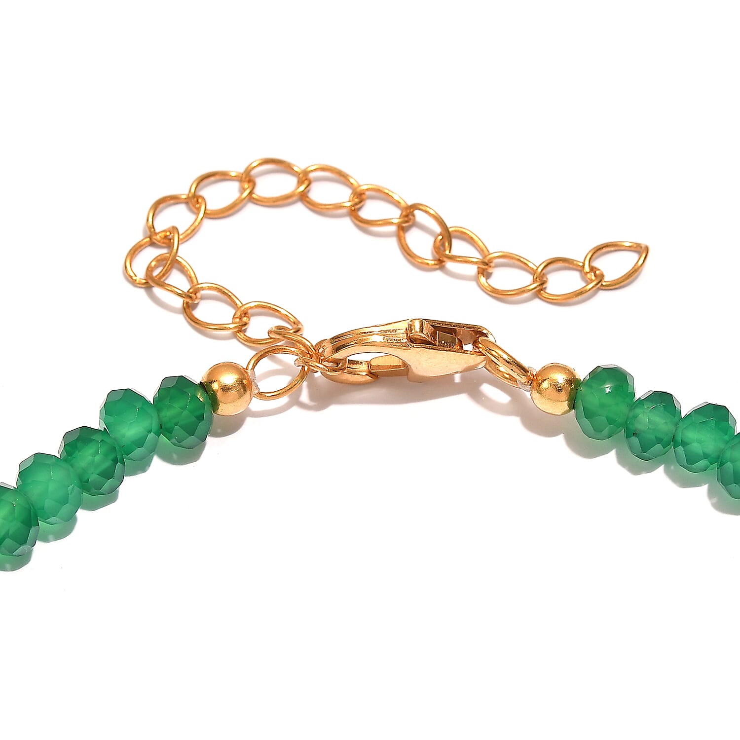 D'Joy Premium Verde Onyx 20.00 ctw Beaded Bracelet in 18K Vermeil Yellow Gold Over Sterling Silver (7.25-9.25In)