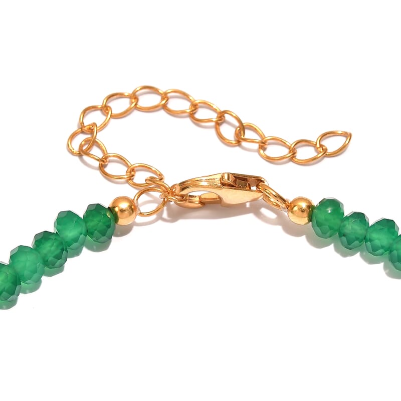 D'Joy Premium Verde Onyx 20.00 ctw Beaded Bracelet in 18K Vermeil Yellow Gold Over Sterling Silver (7.25-9.25In)