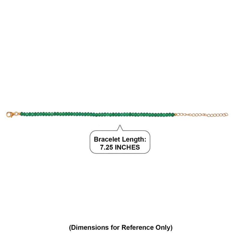 D'Joy Premium Verde Onyx 20.00 ctw Beaded Bracelet in 18K Vermeil Yellow Gold Over Sterling Silver (7.25-9.25In)